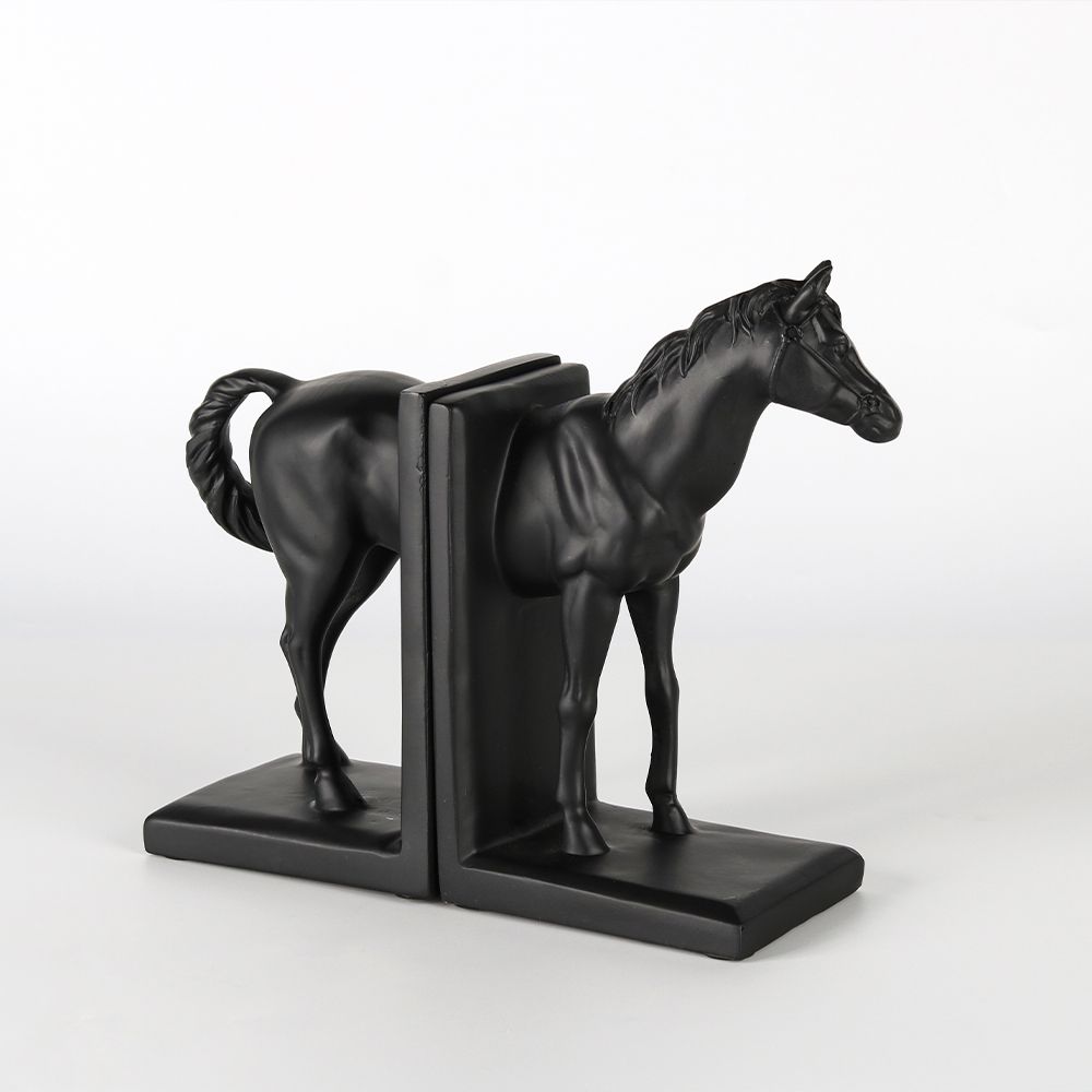 Serre-livres décoratifs en résine de haute qualité, cheval, noir, pour la maison