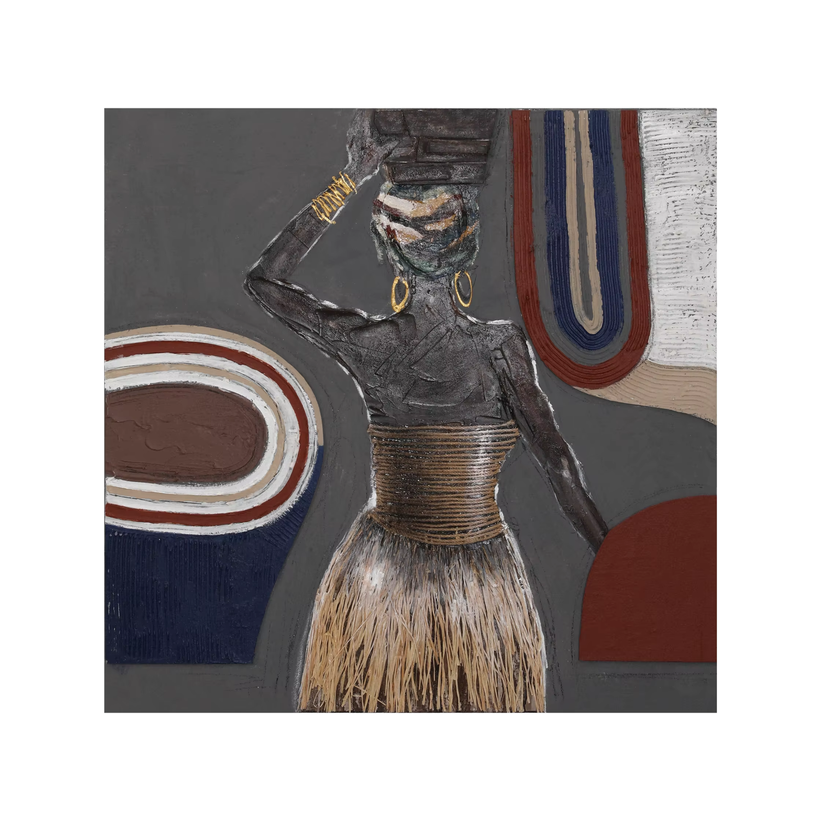 Toile peinte main, motifs africains nature morte