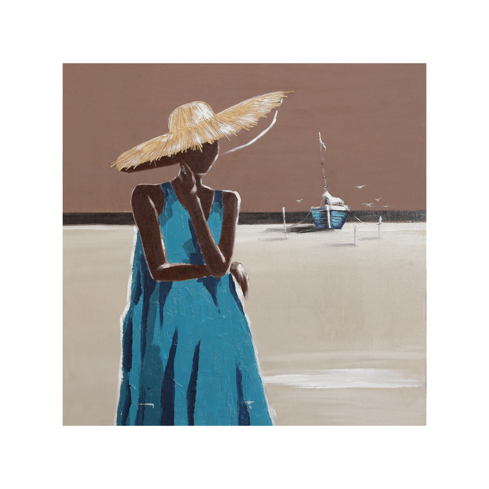 Une fenêtre sur la mer – poésie peinte à la main sur toile